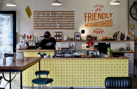 Bicycle Junction - Cafe Interior Design, Slotted Menu Board