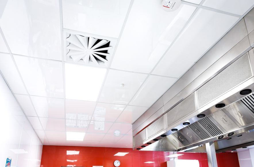 Tertiary training kitchen features hygienic ceiling tiles