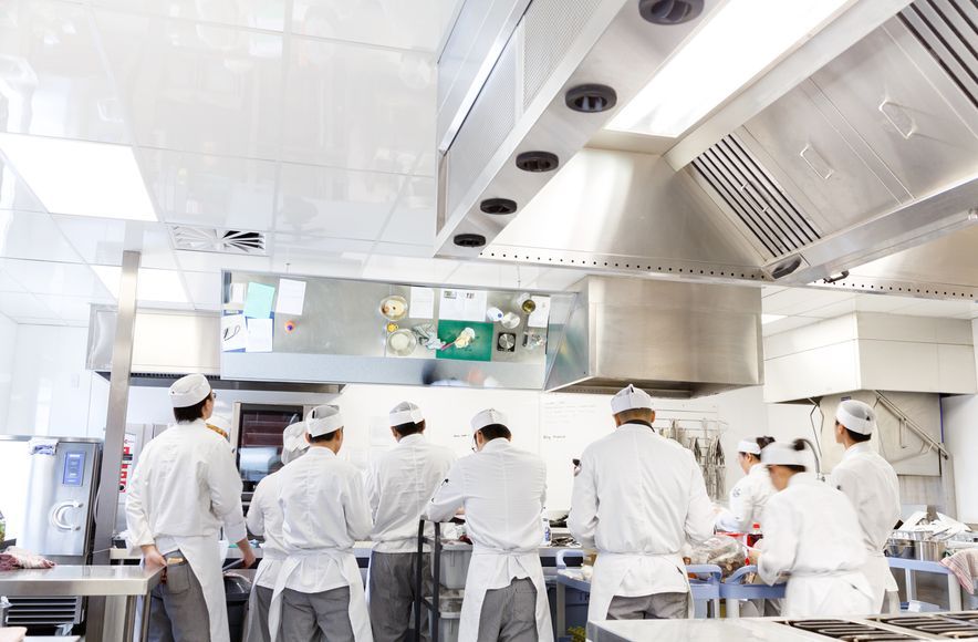 Tertiary training kitchen features hygienic ceiling tiles
