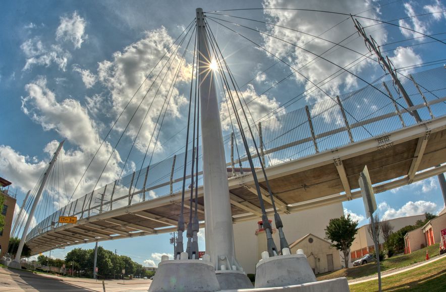 Pedestrian Bridge with Wire Mesh Fence