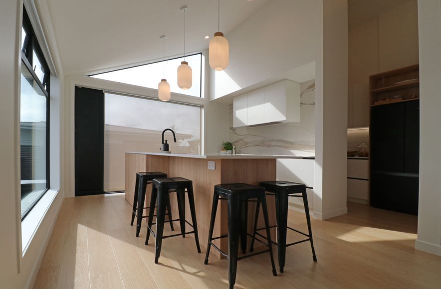 Dream View with White, wood + Calacutta Gold