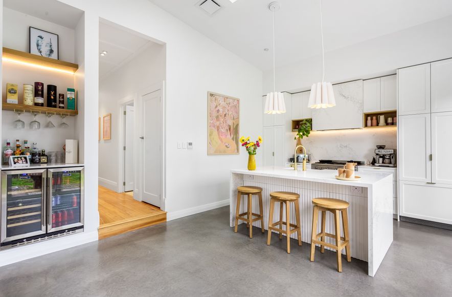 Renovated Bungalow creates an earthy toned sanctuary.
