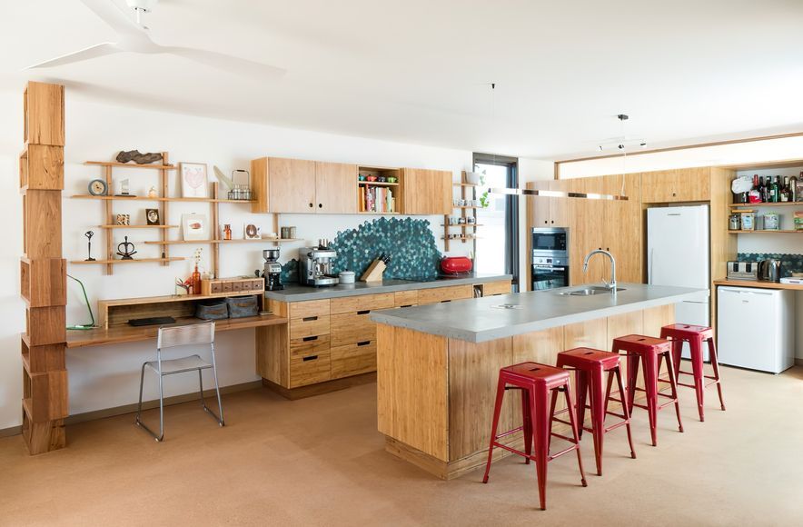 Bamboo Kitchen With Concrete Benchtops