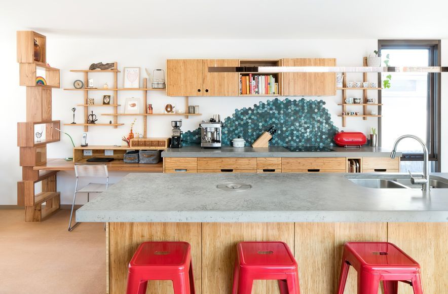 Bamboo Kitchen With Concrete Benchtops