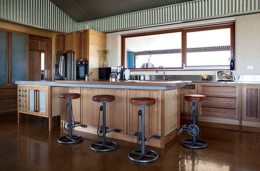 Recycled Timber, Plywood & Concrete Kitchen