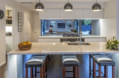 Stylish Kitchen Uses Hidden Handles