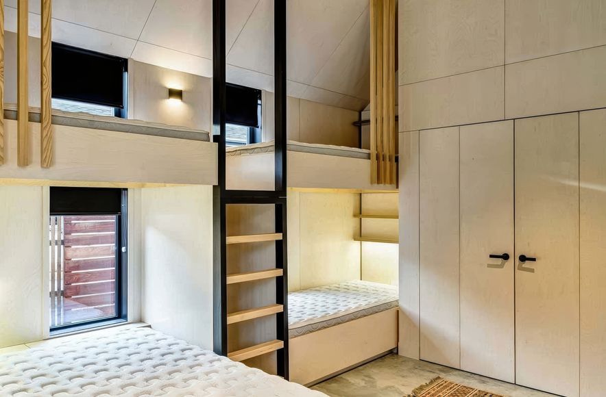 White-washed plywood for bach interior