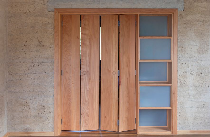 Bi-fold doors with book shelf