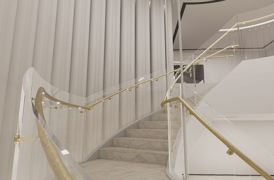 Fashion House - Beautiful Bent Glass Staircase