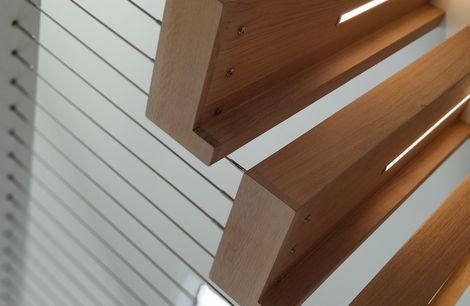 Floating stairs - residential wire balustrade infill