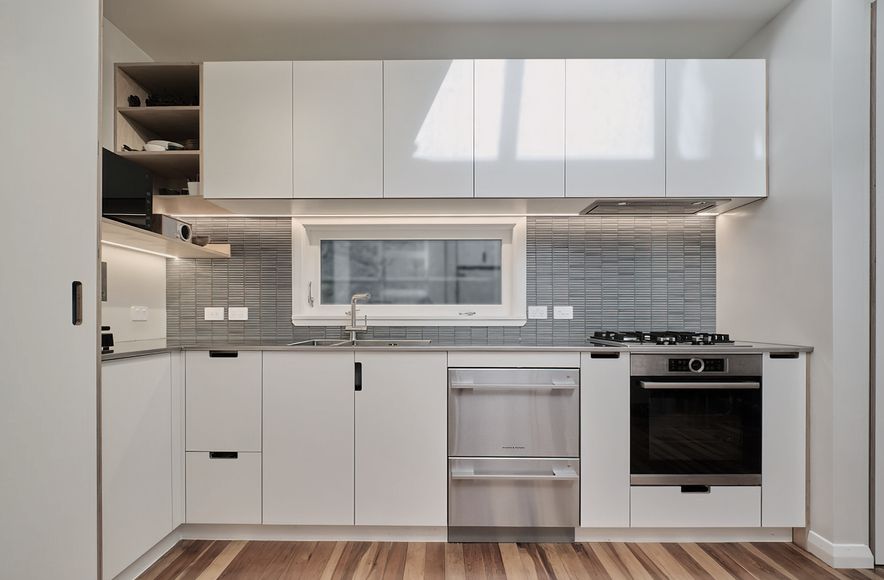 Full overlay kitchen & laundry white + birch
