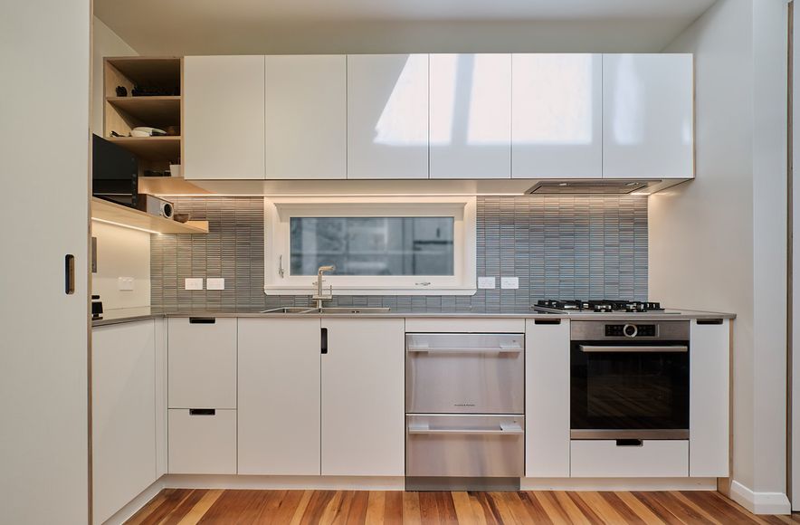 Full overlay kitchen & laundry white + birch