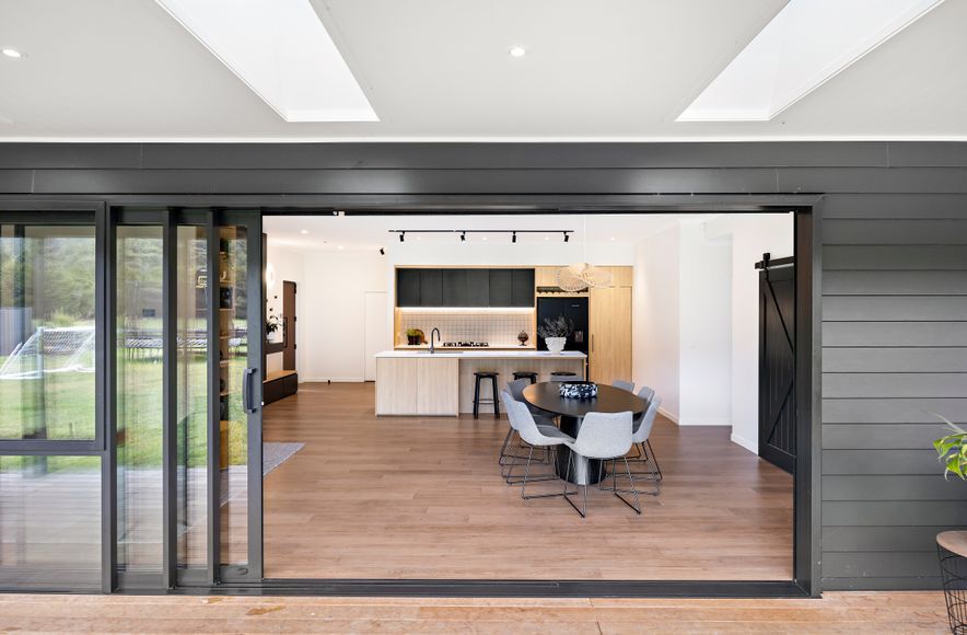 Oak + Black Melamine with Pocket Door