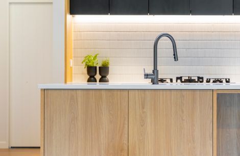 Oak + Black Melamine with Pocket Door