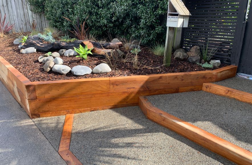 Raumati Beach - Angled Macrocarpa Garden Bed