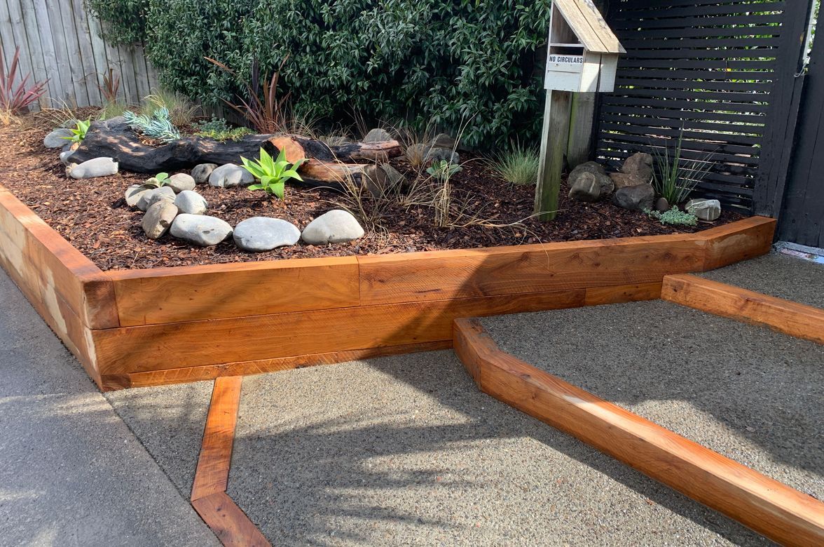 Raumati Beach - Angled Macrocarpa Garden Bed