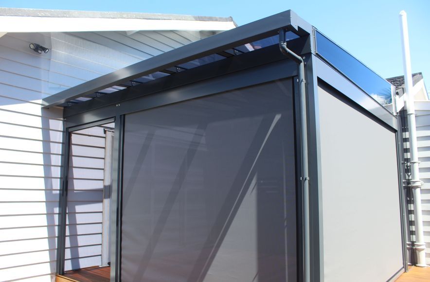 Flat Rectangle Canopy with ZIPTRAK® Outdoor Blinds in Epsom