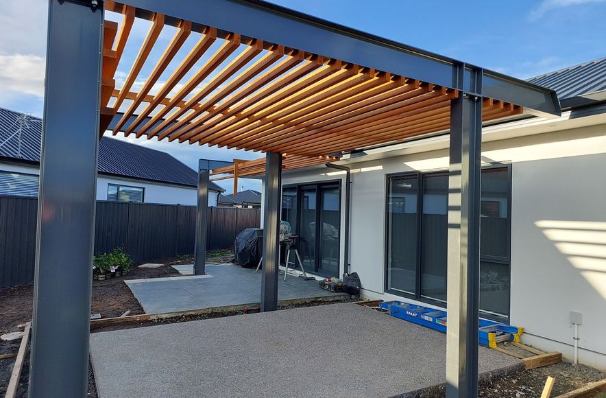 Pergola in urban setting balances light and shade