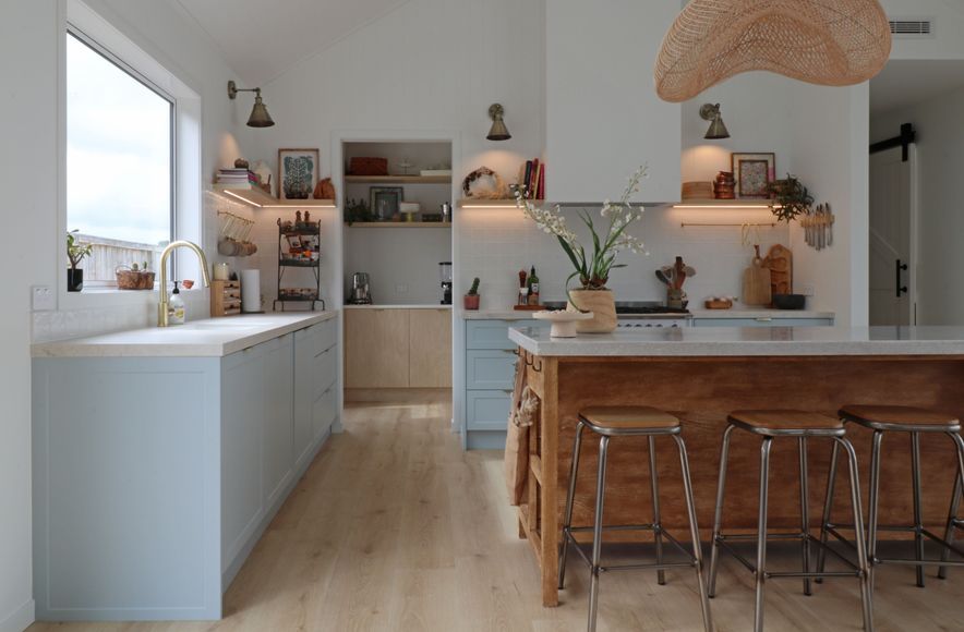 Kitchen in Blues with a French Country Island